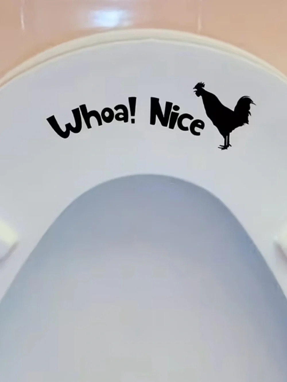 Funny 'Whoa! Nice' Rooster (C*ck) Toilet Seat Decal, NEW
